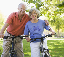 Senior couple on cycle ride